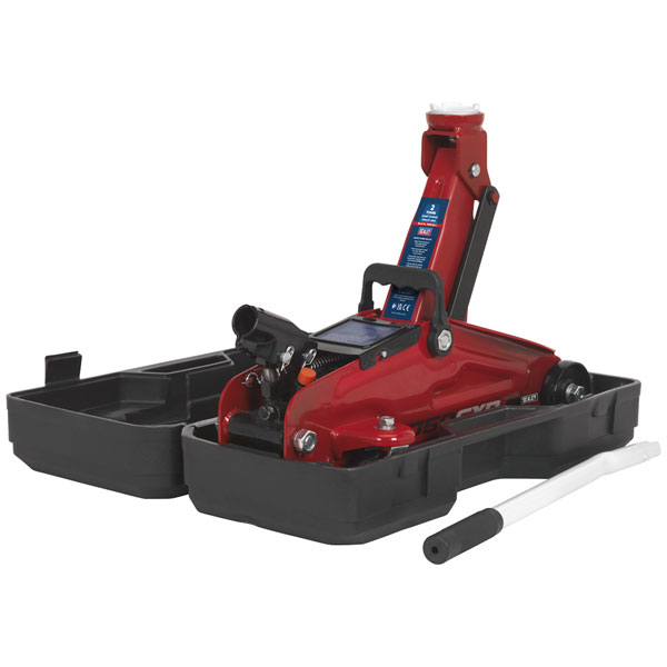 Sealey Trolley Jack 2 Tonne Short Chassis with Storage Case