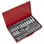 Sealey AK6942 Socket Set 50pc 3/8 & 1/2Sq Drive 6pt WallDrive® - Metric