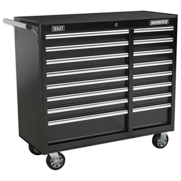 Sealey AP41169B Rollcab 16 Drawer with Ball Bearing Slides Heavy-Duty - Black