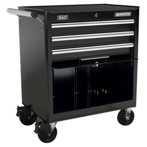 Sealey Rollcab 3 Drawer with Ball Bearing Slides - Black
