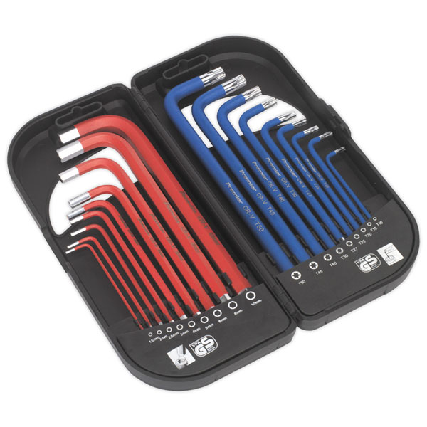 Sealey AK7176 TRX-Star & Ball-End Hex Key Set 18pc Long Anti-Slip