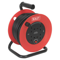 Sealey CR22525 Cable Reel 25mtr 4 x 230V 2.5mm² Heavy-duty Thermal Trip