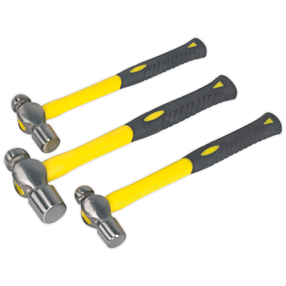 Sealey AK2031 Ball Pein Hammer Set 3pc Fibreglass Shaft | Rapid Online