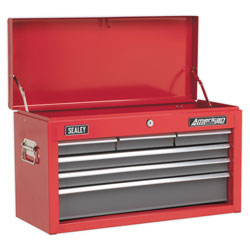 Sealey AP2201BB Topchest 6 Drawer with Ball Bearing Runners - Red/Grey