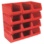 Sealey TPS412R Plastic Storage Bin 209 x 356 x 164mm - Red Pack of 12