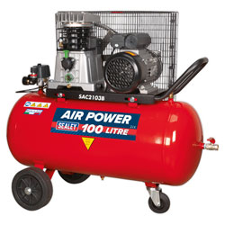 Sealey SAC2103B Compressor 100ltr Belt Drive 3hp with Cast Cylinders & Wheels