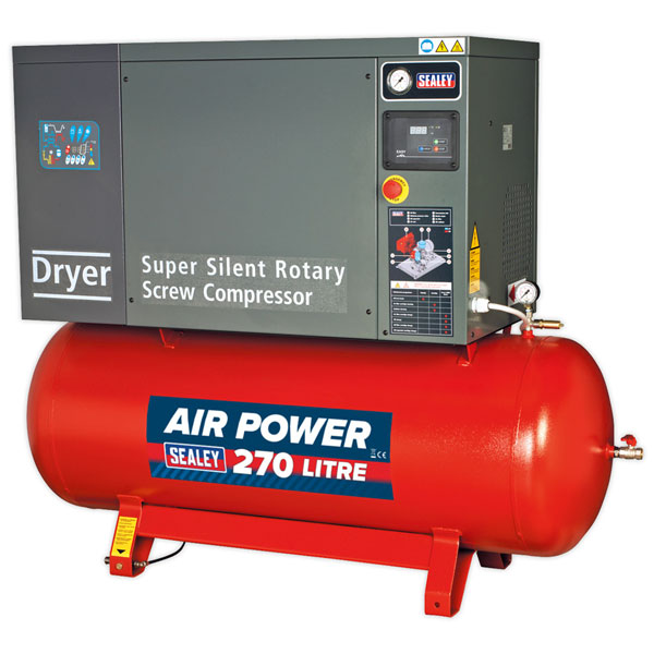 Sealey SSC12710D Screw Compressor 270L 10hp 3ph Low Noise with Dryer