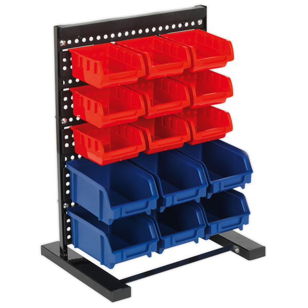 Sealey TPS1569 Bin Storage System Bench Mounting 15 Bins Rapid Online