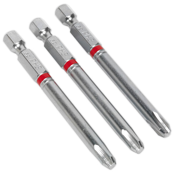 Sealey AK210512 Power Tool Bit Phillips #3 Colour-Coded S2 75mm Pack of 3