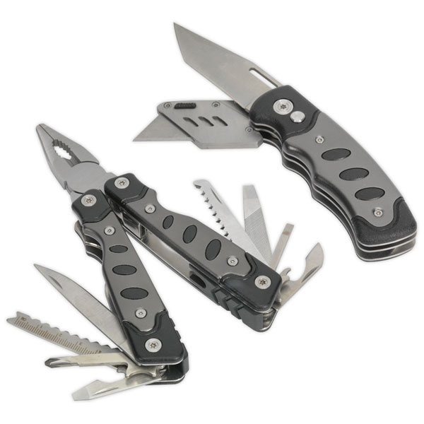 Sealey PK27 MultiTool & Twin Blade Knife Set 2pc 15 Function Rapid