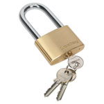 Sealey PL103L Brass Body Padlock Long Shackle 60mm