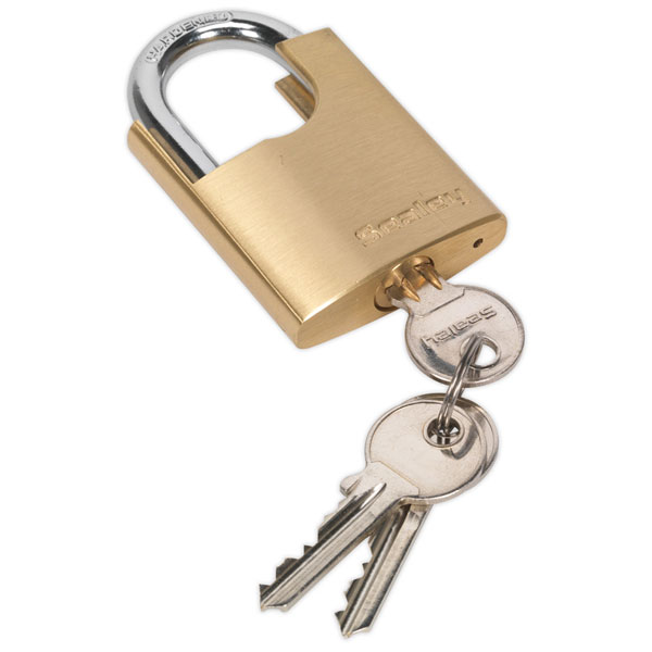 Sealey Brass Body Padlock Shrouded Shackle 50MM