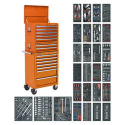 Sealey SPTOCOMBO1 Tool Chest Combi 14 Drawer BB Runners Orange & 1179pc Tool Kit