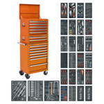 Sealey SPTOCOMBO1 Tool Chest Combi 14 Drawer BB Runners Orange & 1179pc Tool Kit