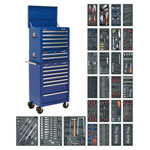 Sealey SPTCCOMBO1 Tool Chest Combi 14 Drawer BB Runners Blue & 1179pc Tool Kit