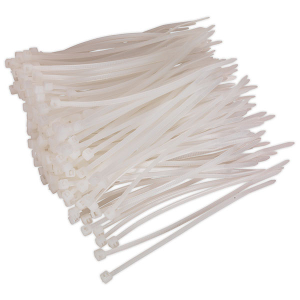 Sealey CT10025P200W Cable Ties 100 x 2.5mm White Pack Of 200 | Rapid Online