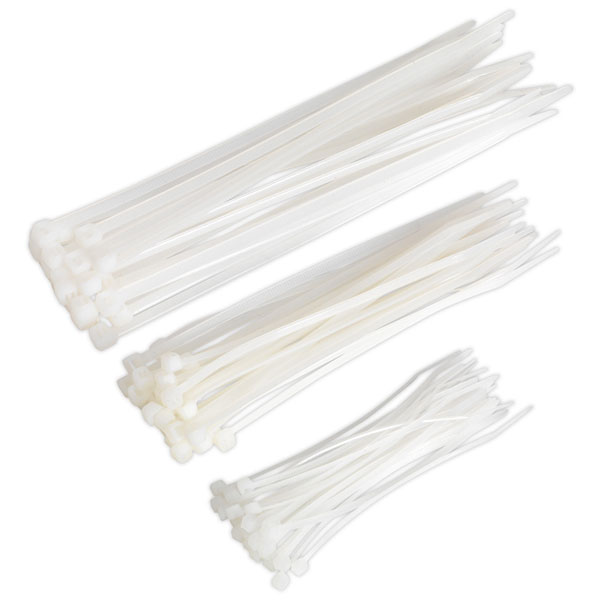 Sealey CT75W Cable Ties Assorted White Pack Of 75 | Rapid Online