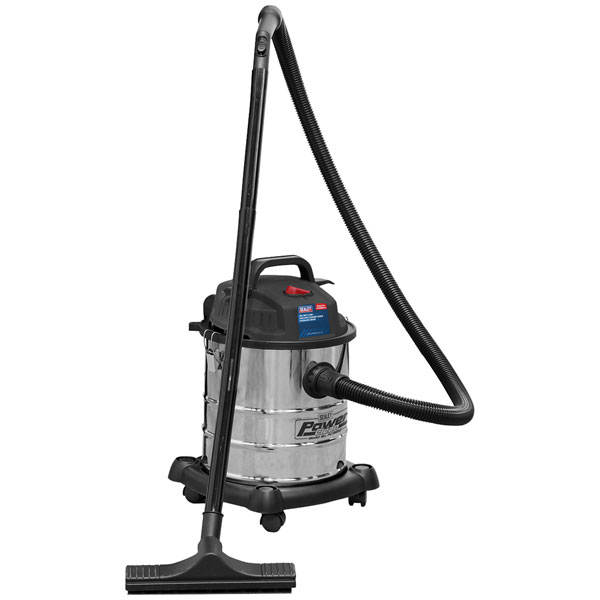 Sealey PC195SD Vacuum Cleaner Wet & Dry 20L 1200W/230V Stainless Drum ...