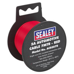 Sealey AC0507R Automotive Cable 5A 7mtr Red