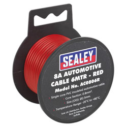 Sealey AC0806R Automotive Cable 8A 6mtr Red