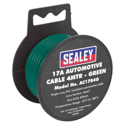 Sealey AC1704G Automotive Cable 17A 4mtr Green