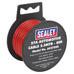 Sealey AC2725R Automotive Cable 27A 2.5mtr Red