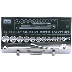 Draper 69682 15 Piece 3/4 Sq. Dr. Silverdrive Metric Socket Set