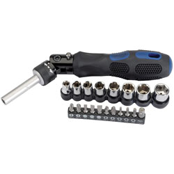 Draper Expert 48301 20 Piece Ratchet Screwdriver, Socket and Bit Set