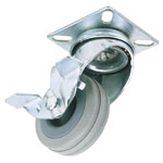 Draper 65469 50mm Dia. Swivel Plate Fixing Rubber Castor with Brake - S.w.l 50kg