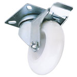 Draper 65499 75mm Dia. Swivel Plate Fixing Nylon Wheel with Brake - S.w.l. 70kg