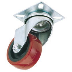 Draper 65513 75mm Dia. Swivel Plate Fixing Polyurethane Wheel - S.w.l. 70kg