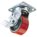 Draper 65527 125mm Dia Swivel Plate Fixing Pu Wheel with Brake S.w.l 300kg