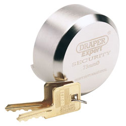 Draper Expert 64525 73mm Solid Steel Padlock Concealed Hard. Steel Shackle 2 Key