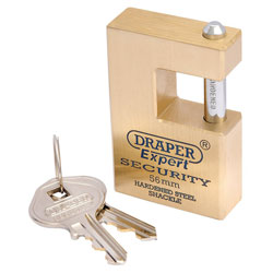 Draper Expert 64200 56mm Quality Close Shackle Solid Brass Padlock and 2 Keys