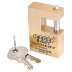 Draper Expert 64200 56mm Quality Close Shackle Solid Brass Padlock and 2 Keys