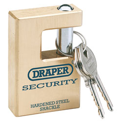 Draper Expert 64201 63mm Quality Close Shackle Solid Brass Padlock and 2 Keys