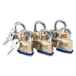 Draper 67659 Pack of 6 x 40mm Keyed Alike Solid Brass Padlocks