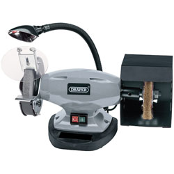 Draper 14271 150mm 370W 230V Bench Grinder with Wire Wheel and Worklight