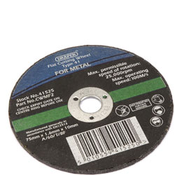 Draper 31384 Flat Metal Cutting Wheel 75 x 10 x 1.6mm