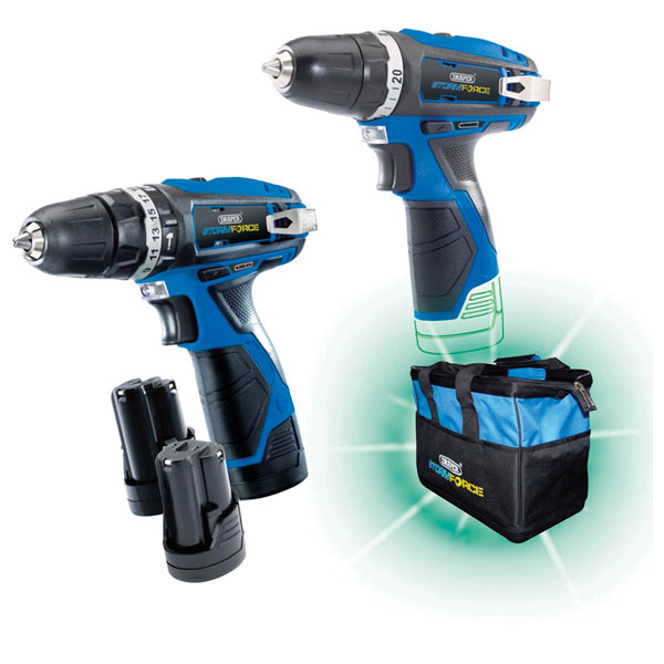 Draper 52031 Storm Force 10.8V Drill TW/Pack +3 Batteries and Bag ...