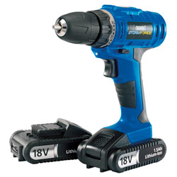 Draper 14600 Storm Force Cordless Drill with Two Li-ion Batteries 18V