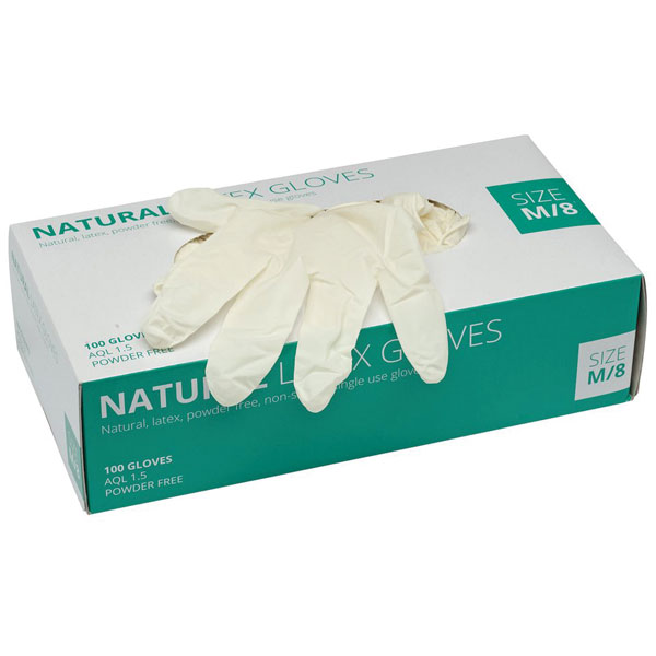  30929 White Latex Gloves - Size Medium (Box of 100)