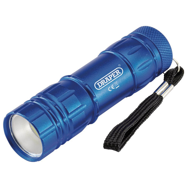 Draper 90103 COB LED Aluminium Hand Torch ( 3 x AAA Batteries Supp...