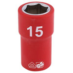 Draper Expert 31698 3/8" Sq. Dr. Fully Insulated VDE Socket (15mm)