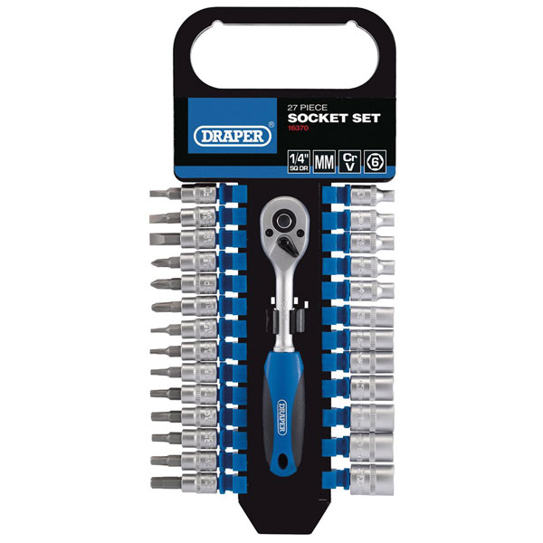 Draper 40850 70-Piece Screwdriver, Socket, And Bit Set - Blue