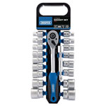 Draper 16375 1/2 Sq. Dr. Metric Socket and Ratchet Set (19 Piece)