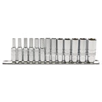 Draper Expert 16490 1/4 Sq. Dr. Deep Metric socket on Metal Rail (13 Piece)