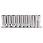 Draper 16401 3/8 Sq. Dr. Deep Socket Set on Metal Rail (10 Piece)