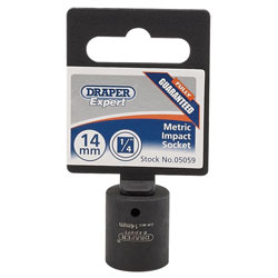 Draper Expert 05059 Expert 14mm 1/4 Square Drive Hi-Torq® 6 Point Impact Socket