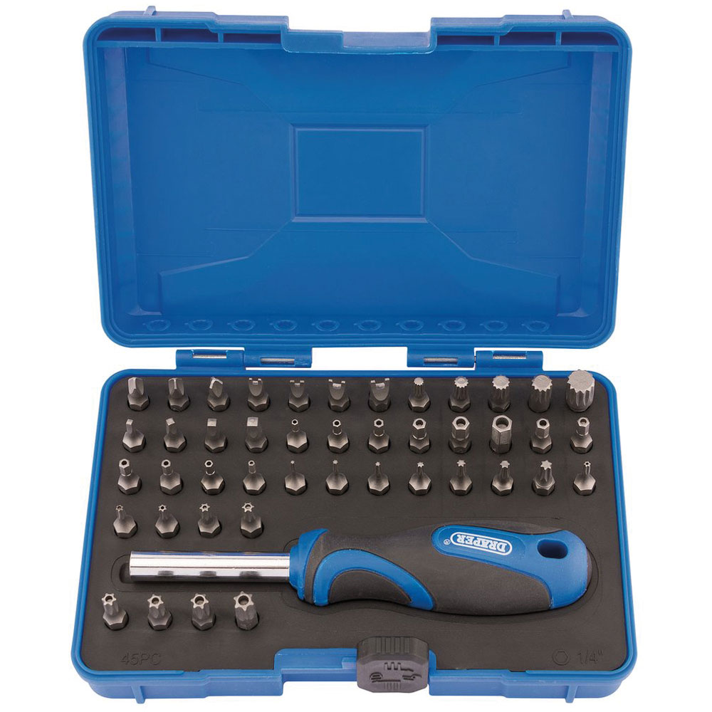 Draper 82399 Security Screwdriver Bit and Driver Set (45 Piece) Rapid